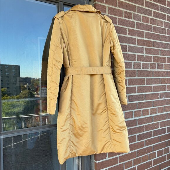 Post Card Puffer Beige Camel Quilted Beltted Mid Length Coat sz 6 - Picture 3 of 15